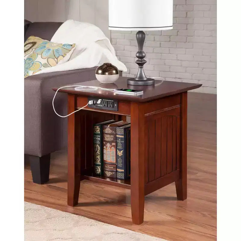 Cottage-Style End Table with Built-In Wireless Charger