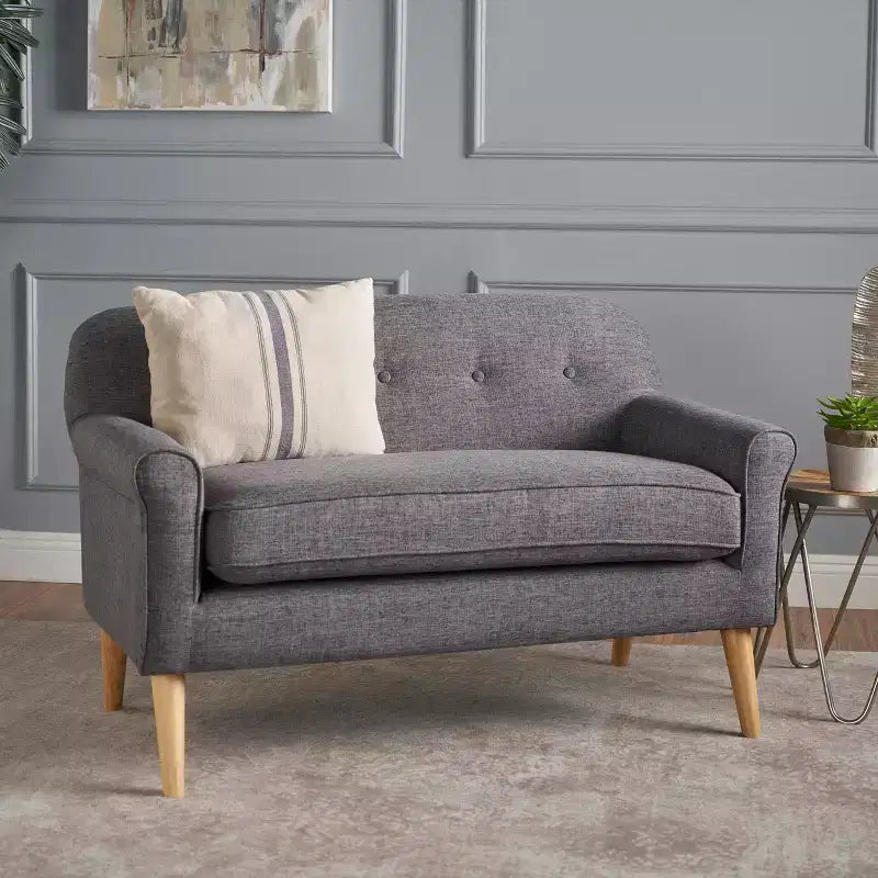 Mid-Century Modern Loveseat with Soft Fabric Upholstery