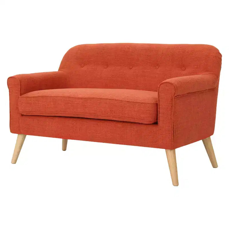 Mid-Century Modern Loveseat with Soft Fabric Upholstery