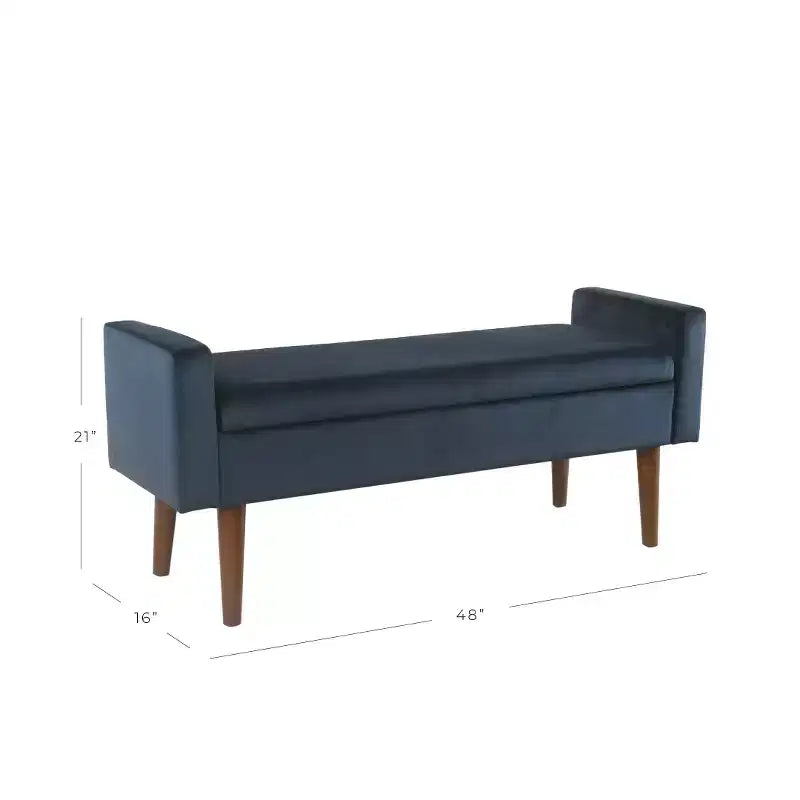 Storage Bench with Mid-Century Style & Tapered Legs