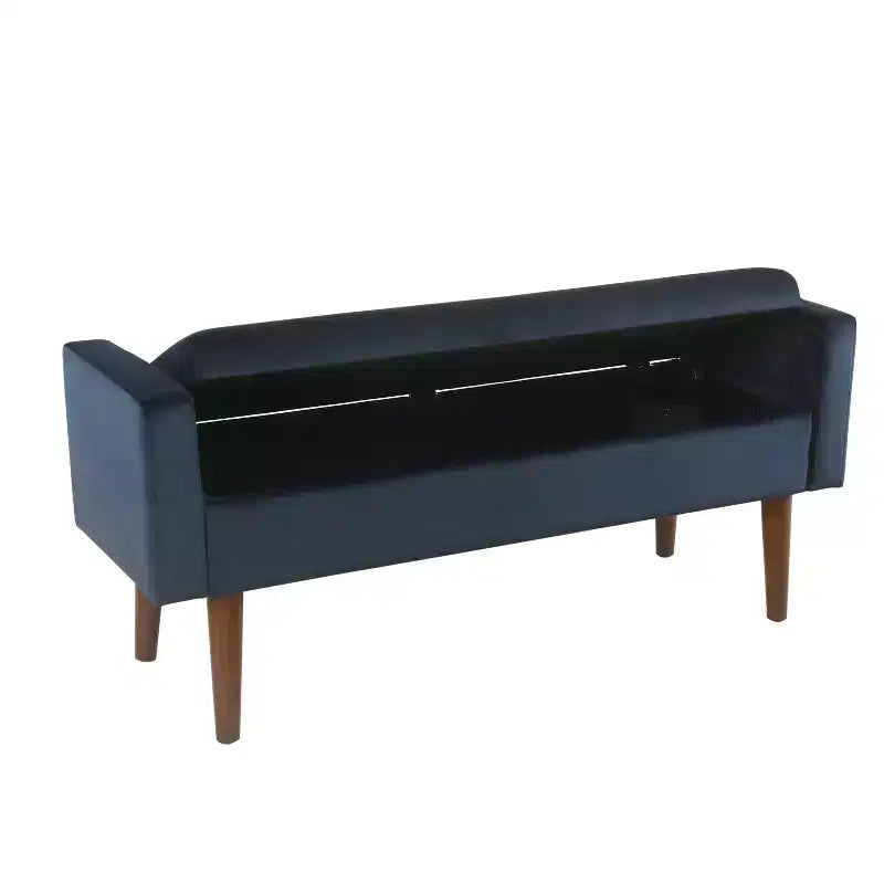 Storage Bench with Mid-Century Style & Tapered Legs