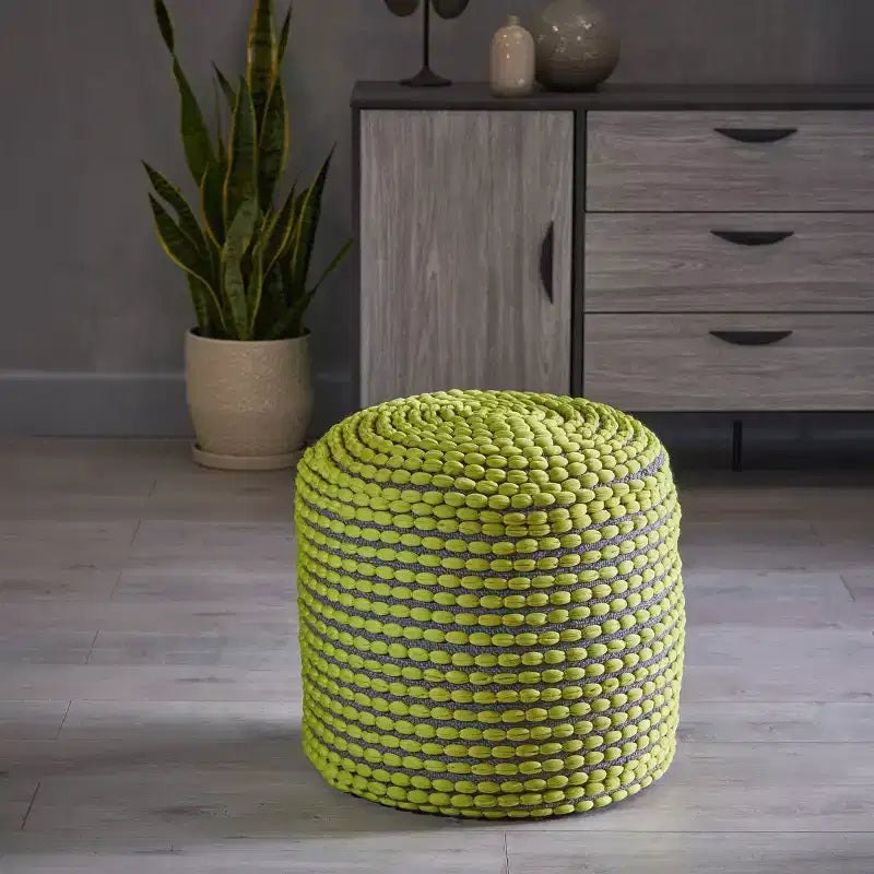 Round Knit Pouf Ottoman for Living Room & Kids' Spaces