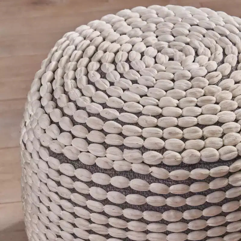 Round Knit Pouf Ottoman for Living Room & Kids' Spaces