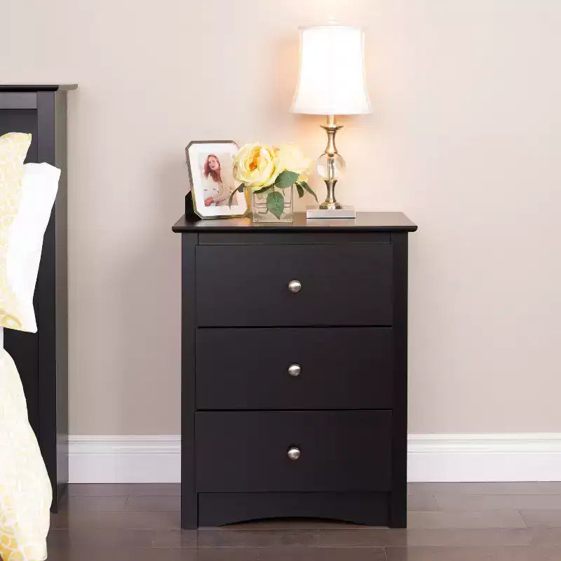 3-Drawer Tall Nightstand in Drifted Gray