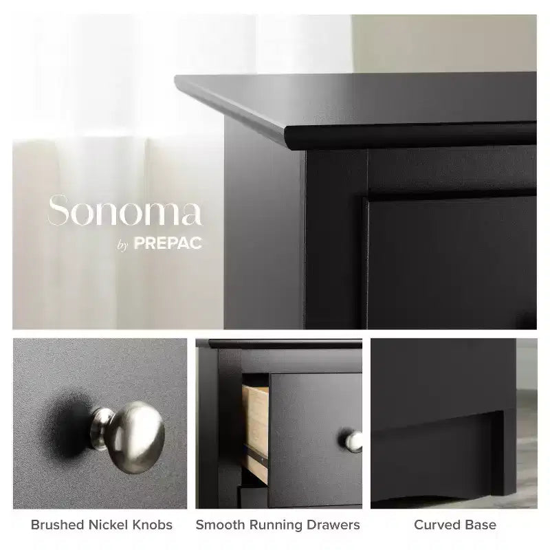 3-Drawer Tall Nightstand in Drifted Gray