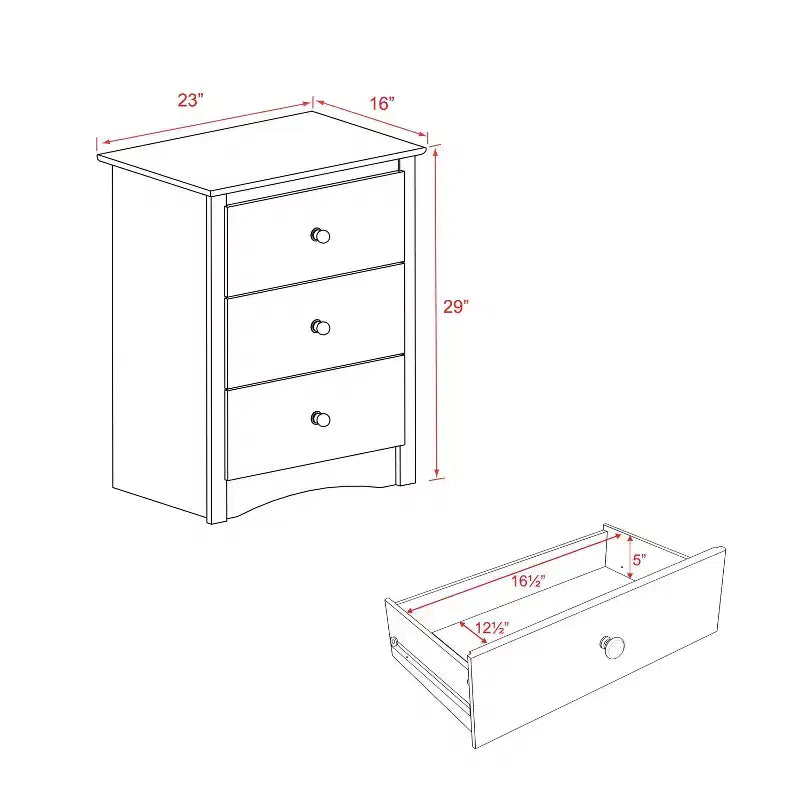 3-Drawer Tall Nightstand in Drifted Gray