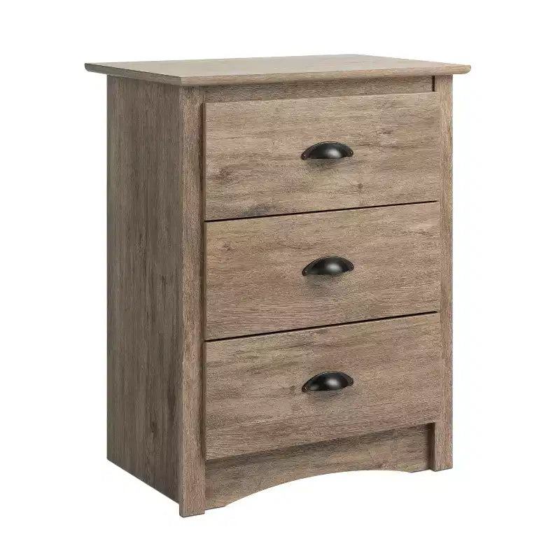 3-Drawer Tall Nightstand in Drifted Gray