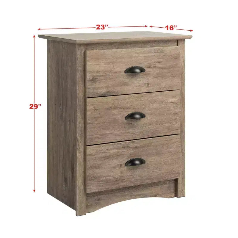 3-Drawer Tall Nightstand in Drifted Gray