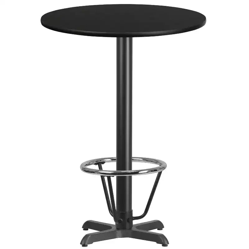 30" Round Laminate Table Top with 22"x22" Bar Height Base & Foot Ring
