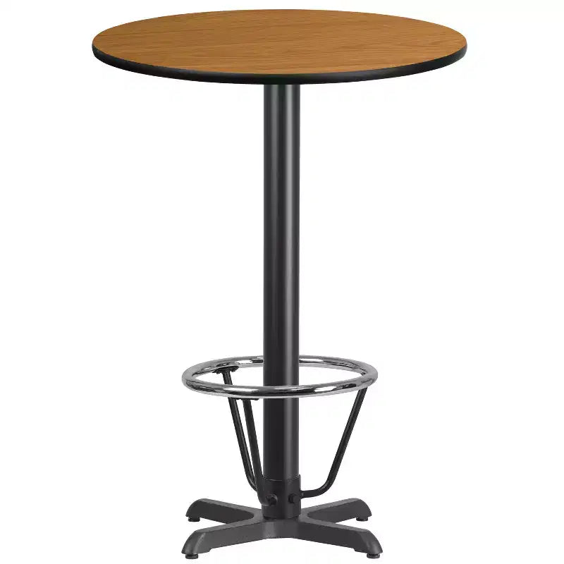 30" Round Laminate Table Top with 22"x22" Bar Height Base & Foot Ring