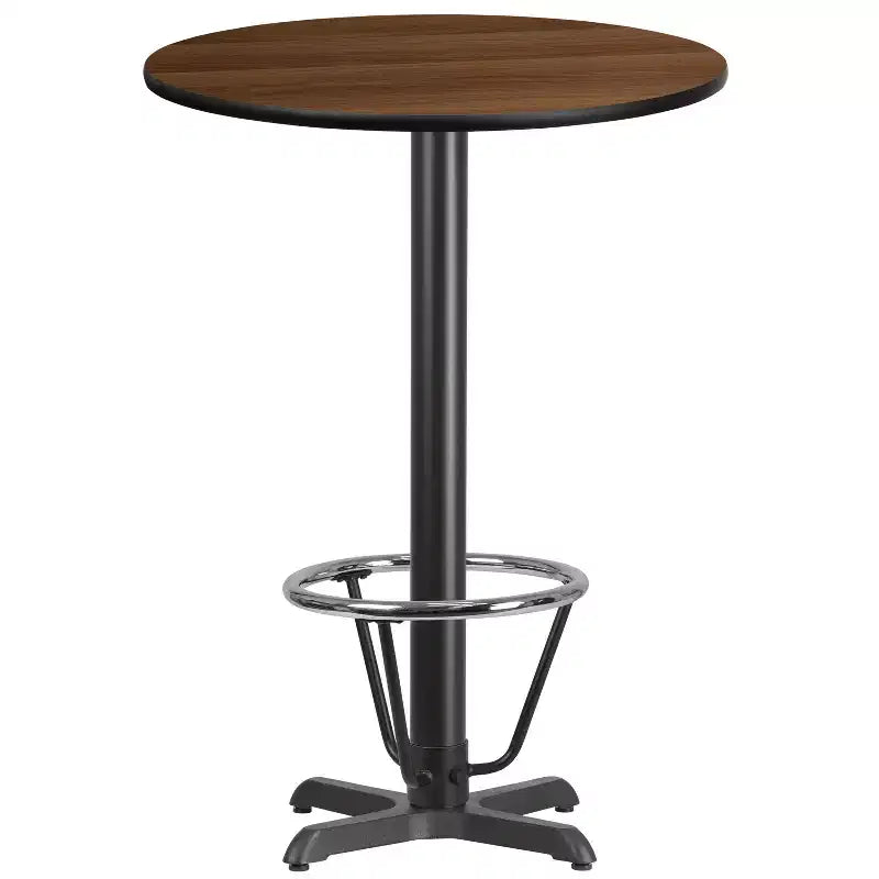 30" Round Laminate Table Top with 22"x22" Bar Height Base & Foot Ring