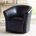 31" Wide Swivel Accent Club Chair in Black Faux Leather