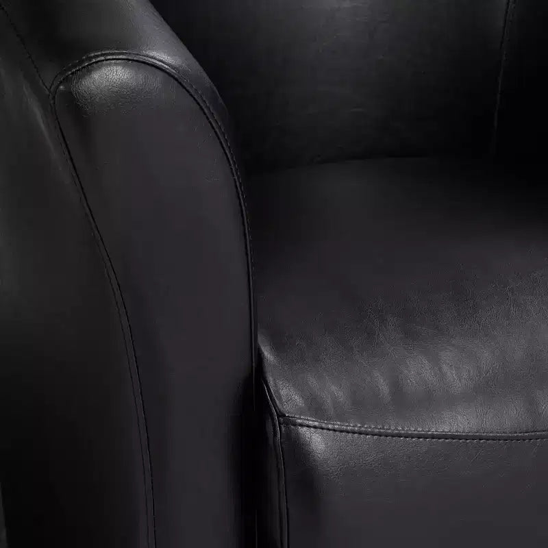 31" Wide Swivel Accent Club Chair in Black Faux Leather