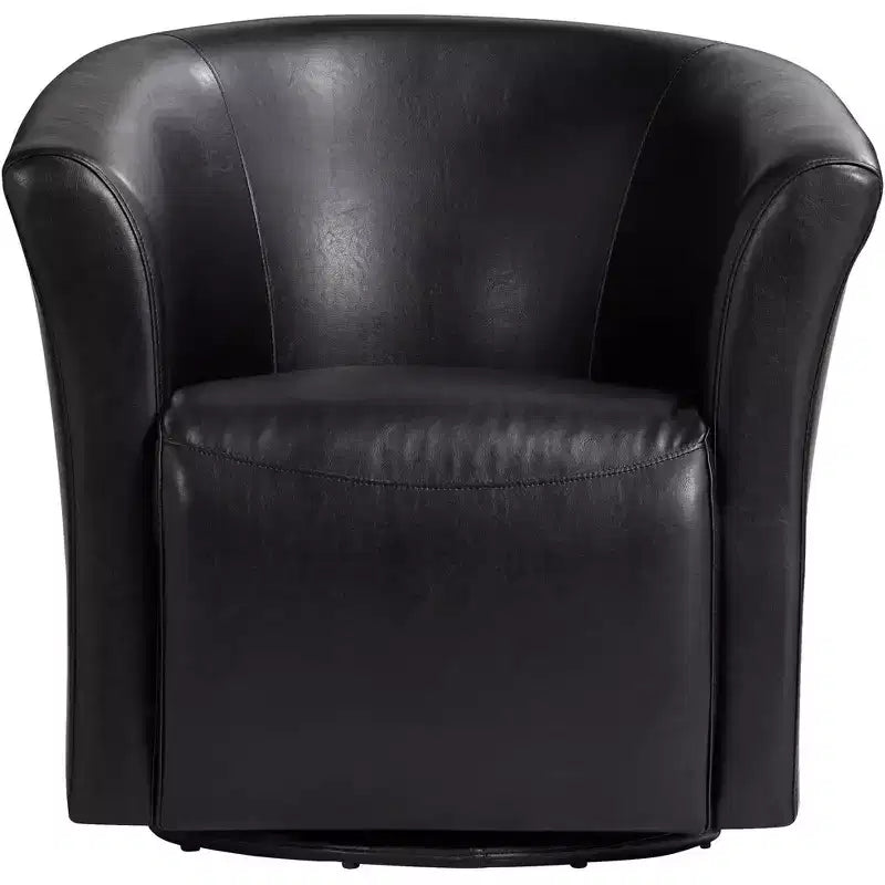 31" Wide Swivel Accent Club Chair in Black Faux Leather