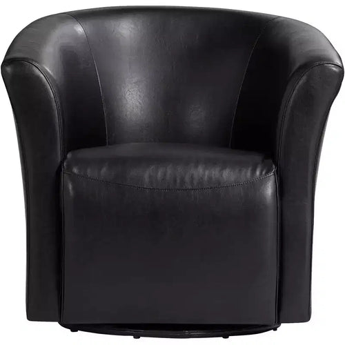 31" Wide Swivel Accent Club Chair in Black Faux Leather