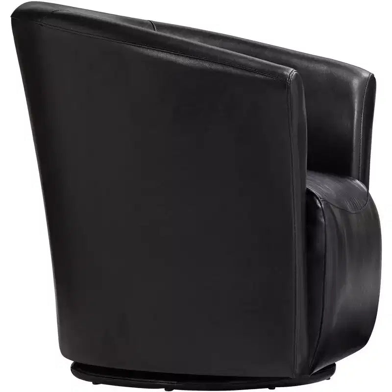 31" Wide Swivel Accent Club Chair in Black Faux Leather