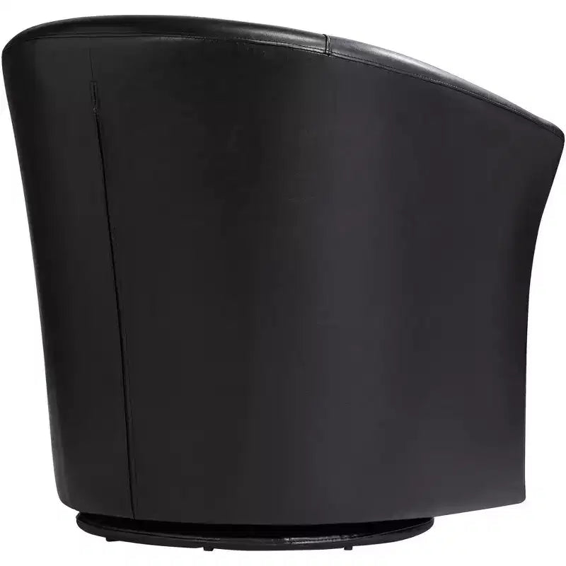 31" Wide Swivel Accent Club Chair in Black Faux Leather