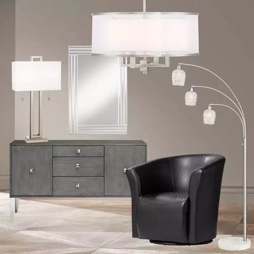 Fauteuil Club Pivotant de 31 po de Large en Faux Cuir Noir
