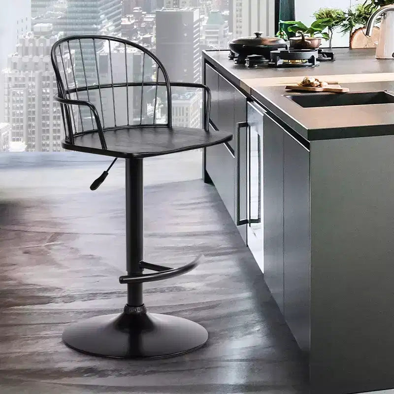 Adjustable Height Metal Barstool with Footrest