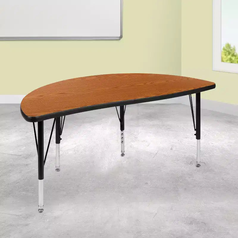 47.5" Half-Circle Wave Collaborative Activity Table, Height Adjustable