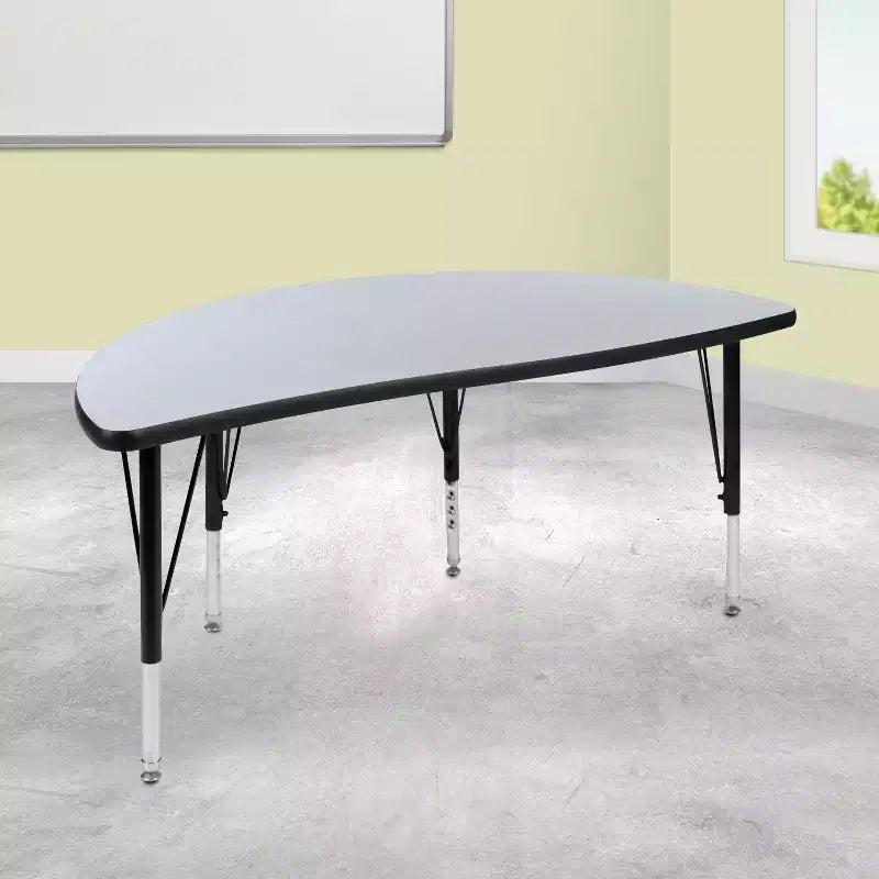 47.5" Half-Circle Wave Collaborative Activity Table, Height Adjustable