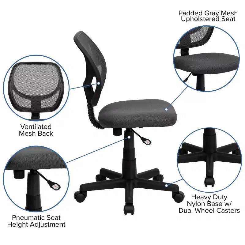 Mid-Back Mesh Swivel Task Chair with Curved Square Back