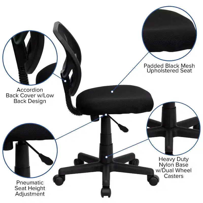 Mid-Back Mesh Swivel Task Chair with Curved Square Back