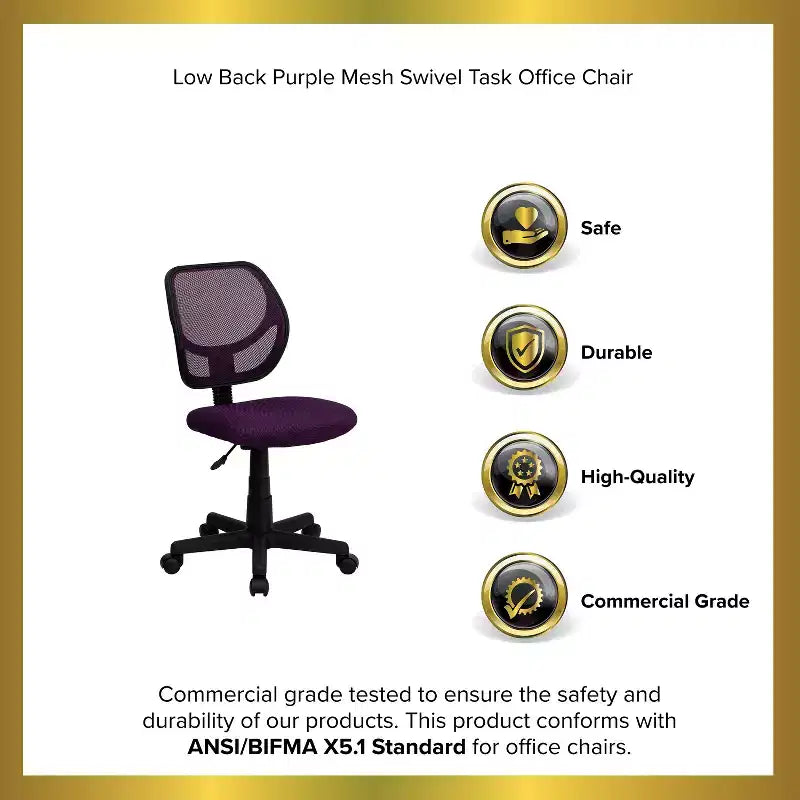 Mid-Back Mesh Swivel Task Chair with Curved Square Back