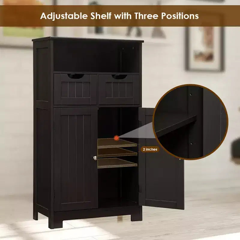 Bathroom Floor Cabinet Wooden Storage Organizer with Drawer & Doors