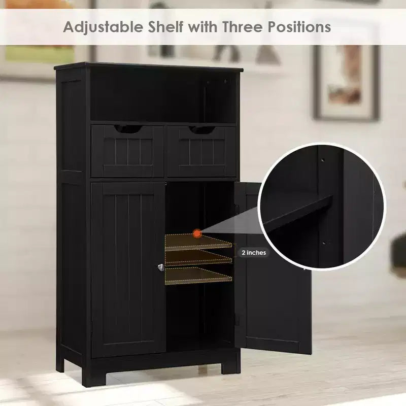 Bathroom Floor Cabinet Wooden Storage Organizer with Drawer & Doors