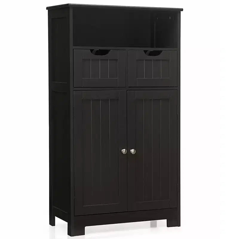 Bathroom Floor Cabinet Wooden Storage Organizer with Drawer & Doors